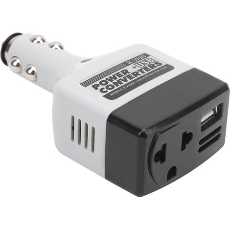 Lot de 2 convertisseurs de batterie externe noirs 12V vers 220V, chargeur USB automatique, adaptés à la charge des téléphones portables. (1/5)