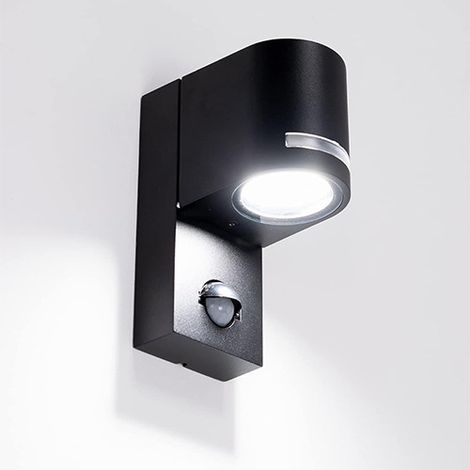 sans ampoules : applique murale d'extérieur à induction LED noire étanche idéale pour une cour ou villa. (1/4)