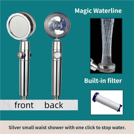 Pommeau de douche à hélice haute pression - filtre à économie d'eau - régulateur de puissance avec interrupteur d'arrêt - buse à angle réglable (1/5)
