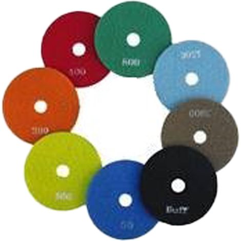 DIAMANT KLETT SCHLEIF- U. POLIERPAD-SET BESTEHEND AUS K50, K100, K200, K400, K800, K1500, K3000, BUFF - Ø100MM