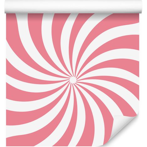 Papier peint hippie corail, blanc et rose poudré 50x1000 cm (1/5)
