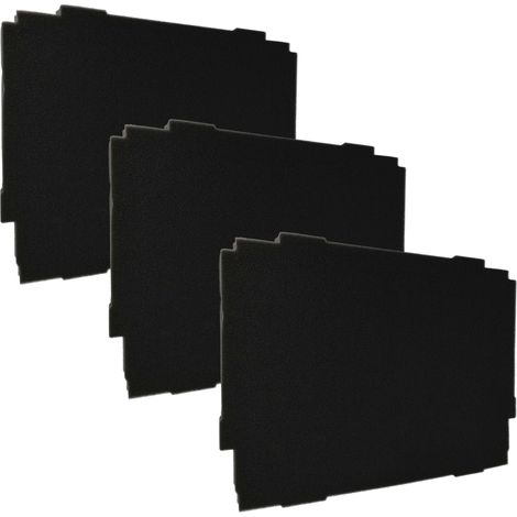 vhbw 3x Foam Insert compatible with Hitachi Hit Case I-IV Toolbox - Customisable, Adaptable Foam Black