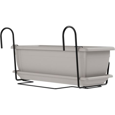 Vaso in plastica 100% riciclata Muro mare Basic con supporto incluso "Made in Italy" -80 cm / Antracite (1/5)