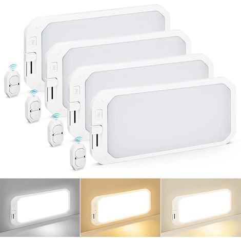 4 pezzi di illuminazione interna per camper 1200LM - 3 colori lampadine LED 12V con telecomando - 3000 - 6500K dimmerabile - Plafoniera - Camper - 4 pezzi (1/5)