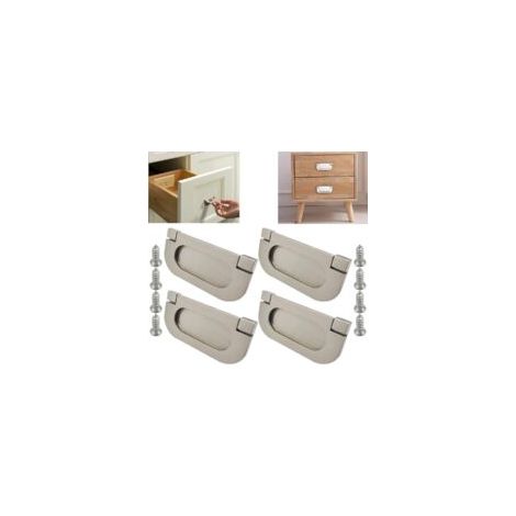 Juego de 4 tiradores invisibles de acero inoxidable plateado para armarios, cajones y gabinetes. - Crezuo