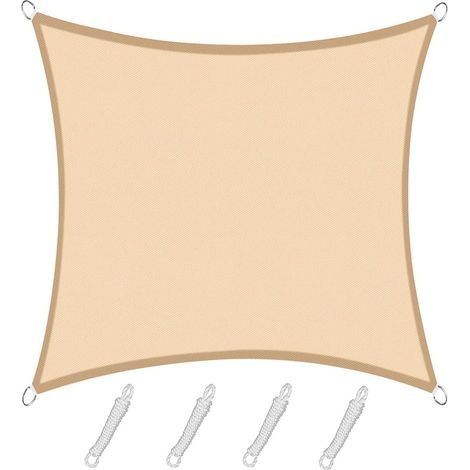 Voile d'ombrage Rectangulaire Carré 3x3m Color Sable,Toile Imperméable Une Protection des Rayons UV à 95%, pour en Plein air, Jardin & terrasse, Piscine (1/5)