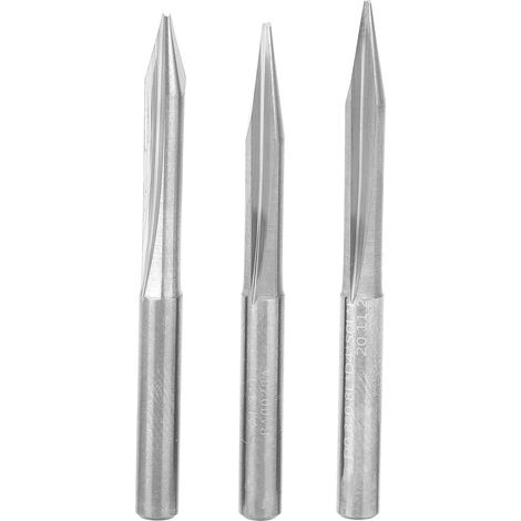 Lot de 3 fraises à graver en V 2 tranchants, 4x0,8x20°/4x0,8x25°/4x0,8x30°, pour bois et sculpture (1/5)