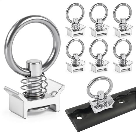 Raccords de Rail d'Aviation, 6 Pièce Ferrures d'Extrémité Simples pour Rails d'Aviation Métal Accessoires de Rail d'Arrimage pour Camping-Cars, Voitures et Camions Sécurisation du Chargement, Argent (1/5)