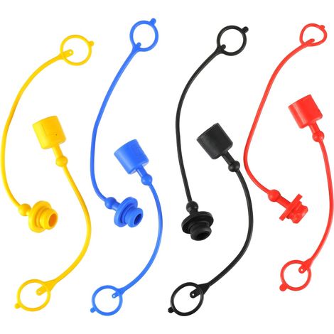 4 paires de bouchons anti-poussière pour tuyaux hydrauliques en caoutchouc compatibles Raccord hydraulique ISO-A 1/2, bouchon anti-poussière mâle et couvercle de prise femelle (1/5)