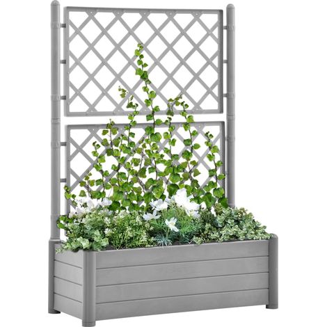 Jardinera con enrejado PP gris piedra 100x43x142 cm vidaXL