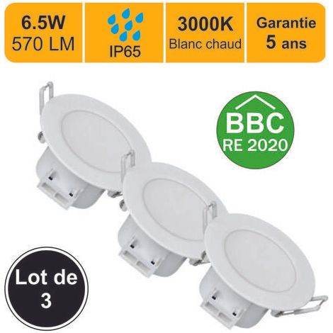 Plafonnier rond LED 24W IP44 – Lumière blanche froide 2160LM 6500K – Design ultra-mince Ø30cm pour salle de bain et cuisine