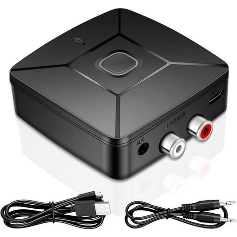 Ricevitore Bluetooth 6.0 per sistemi stereo, decodifica SBC e AAC ad alta risoluzione, adattatore Aux (jack da 3,5 mm a 2 connettori RCA), AVRCP/A2DP/HFP/HSP (1/5)