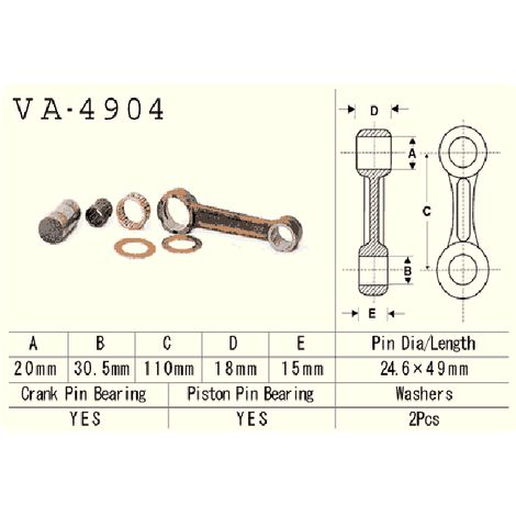 Biella Vesrah per Kawasaki JS 550 (550 SX) '91-'96 (C1, C2, C3, C4, C5) (moto d'acqua) SU ORDINAZIONE (prodotta in Giappone)