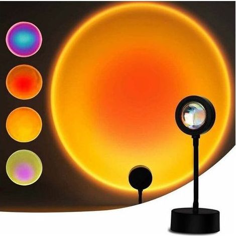 Sunset Lamp, Projecteur de Coucher de Soleil à LED - 15 Couleurs, Rotation 360°, Ambiance Décorative pour Chambre