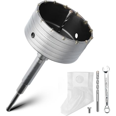Kit couronne de forage de 125 mm avec adaptateur SDS plus de 220 mm et foret de centrage de 8 x 110 mm, couronne de forage pour maçonnerie et béton (1/5)