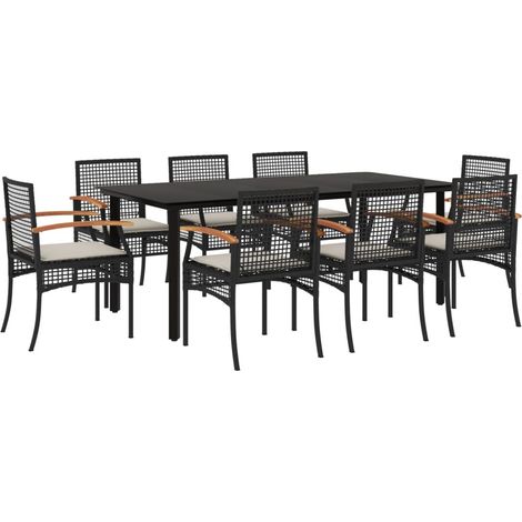 Maison Exclusive - Set de comedor de jardín 9 pzas y cojines ratá (1/5)