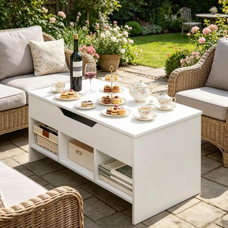 Tavolo allungabile sollevabile in legno bianco OKMYHOME (1/5)
