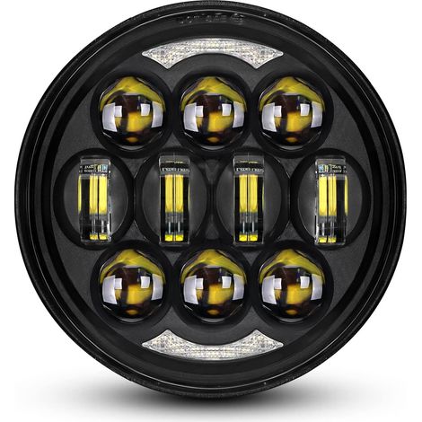 DOT approuvé 80W 5-3/4" 5,75" rond LED projecteur phare compatible avec Dyna Street Bob Super large glisse bas rider nuit tige train Softail Deuce personnalisé Sportster fer 883, noir