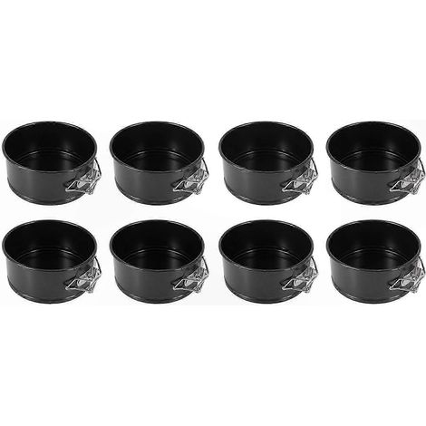 Lot de 8 moules à charnière mini 10 cm - plaques de cuisson antiadhésives pour cheesecakes individuels, desserts et pizzas (1/5)