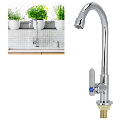 Robinet d'eau froide de salle de bain G1/2 pour lavabo avec un seul trou pour table de toilette (1/5)
