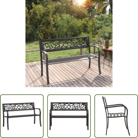 Gartenmöbel - Gartenbank 125 cm Stahl Schwarz (1/5)