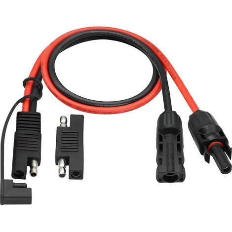 Câble D'extension Solaire Mâle Femelle vers SAE avec Cache Anti-Poussière Câble D'extension PV 10AWG en cuivre Pur M-C-4 Prise pour Onduleur Photovoltaïque avec Connecteur Solaire RV.(60cm) (1/5)