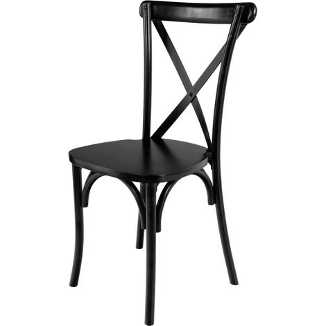 Rustikaler Bankett-Küchenstuhl aus Holz, Boho-Stil, Buchenholz, schwarz, N (1/5)