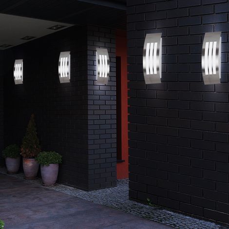 Lampes murales extérieures Lampe de façade argent Lampe murale Lampe de jardin Lampe de terrasse, 1x E27. LxH 10x31,8 cm, set de 4 pièces