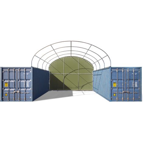 TOOLPORT Paroi arrière pour abri sur container, largeur 6m - Bâche PVC PRIMEtex 2300, vert foncé