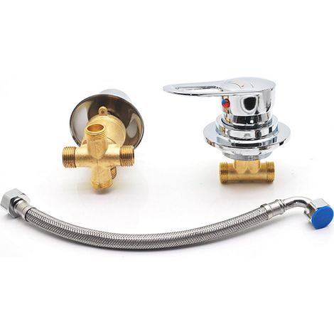 1 Robinet De Douche 4 Voies En Laiton Chromé Avec Noyau Céramique Pour Salle De Bain (1/5)