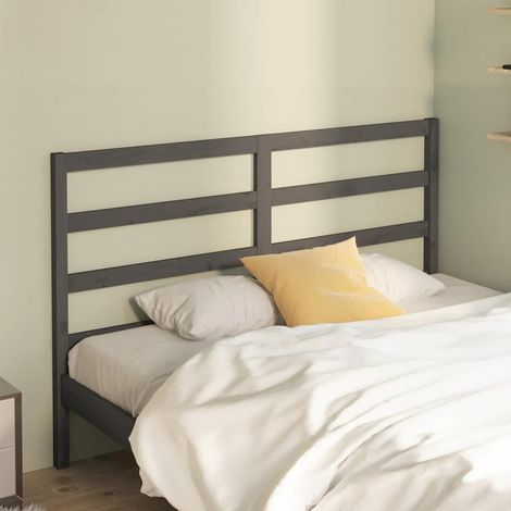 Tête de lit 126 x 4 x 100 cm en bois de pin massif gris pour lit sans tête de lit - PANGIVO (1/5)