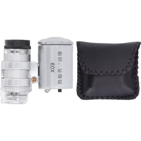 Microscope de poche 60X avec lumière LED, mise au point réglable, outil d'observation portable (1/5)