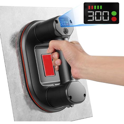 Neuer akkubetriebener Saugnapf für Fliesen, Glas, Marmor, elektrischer Saugnapf, 24 cm Länge, 2 Motoren, 300 kg Saugkraft, LCD-Bildschirm, 4000 mAh Akku, bis zu 10 Stunden Laufzeit