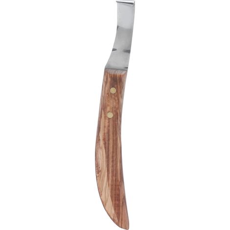 Couteau à onglon droitier en acier à outils, courbé, avec manche en bois, pour nettoyage des sabots (1/5)