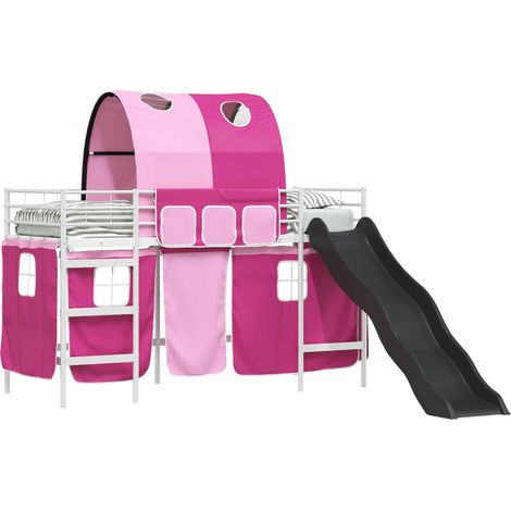 Kinder-Etagenbett Weiß und Rosa 75 x 190 cm Metall vidaXL