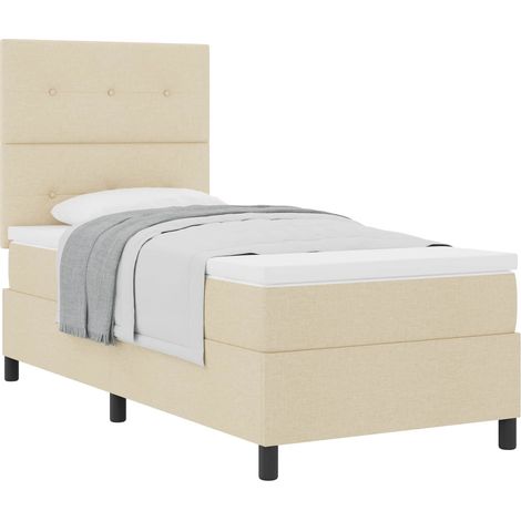 Lit simple,Lit à ressorts avec matelas Crème 80 x 200 cm tissu