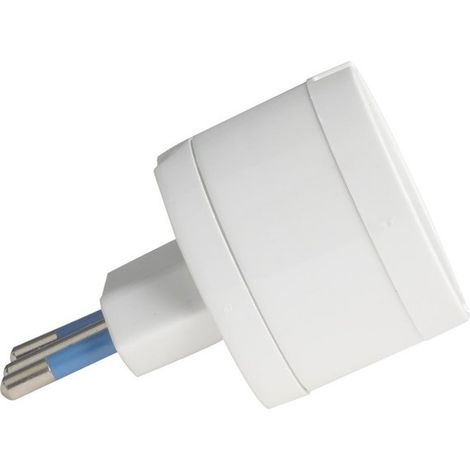 Adattatore Spina Elettrica 2P+T 10A con 1 Presa Schuko 16A / Italiano 10A 2P+T 250V Max 1500W Bianco (1/3)