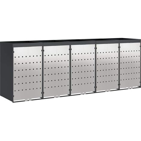 Wheelie Bin Storage for 5 Bins Anthracite 340 x 77.5 x 121.5 cm vidaXL