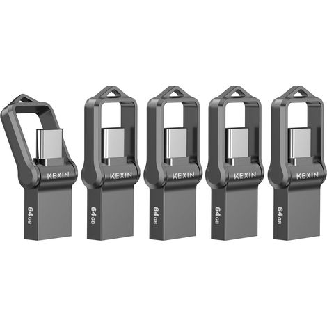 Clé USB C 64 Go 5 pièces USB C Clé USB Type C 64 Go 2.0 OTG Memory Stick 2 en 1 Flash Drive pour PC/Ordinateur Portable/Ordinateur, téléphone Portable avec USB-C (1/5)