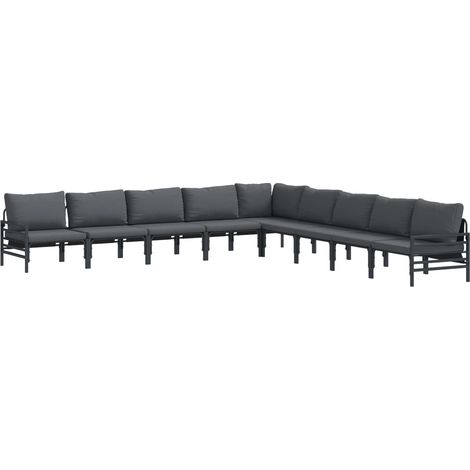 Maison Exclusive - Conjunto de sofás de jardín 9 uds. Negro Acero (1/5)