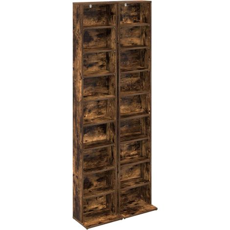 Meuble CD 2 pc Chêne fumé 33 x 23,5 x 175 cm Bois d'ingénierie vidaXL