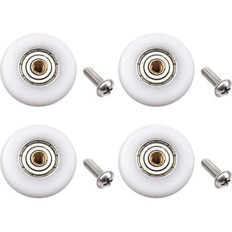 Set of 4 shower door rollers – Replacement part for sliding glass bathroom shower door (roller diameter 23 mm) (1/4)