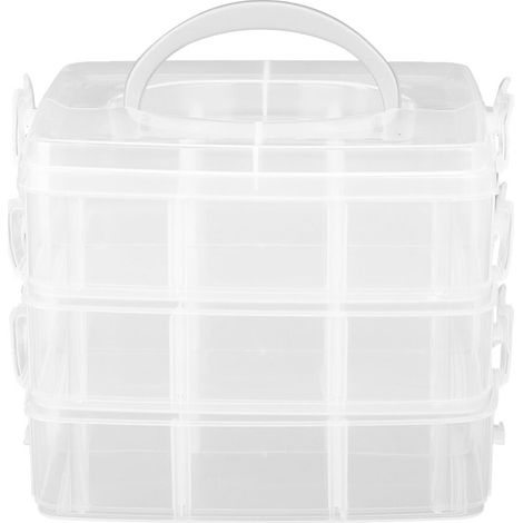 Adatto per contenitori portaoggetti in plastica trasparente con scomparti regolabili, vassoi per piccoli oggetti con chiusure a scatto
