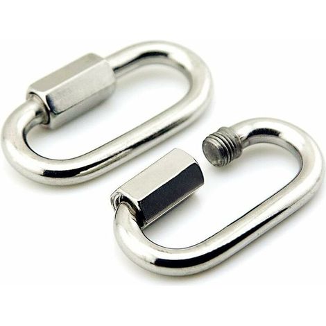 2-pack M8 en acier inoxydable D Forme mousqueton Quick Link Keychain Buckle (1/5)