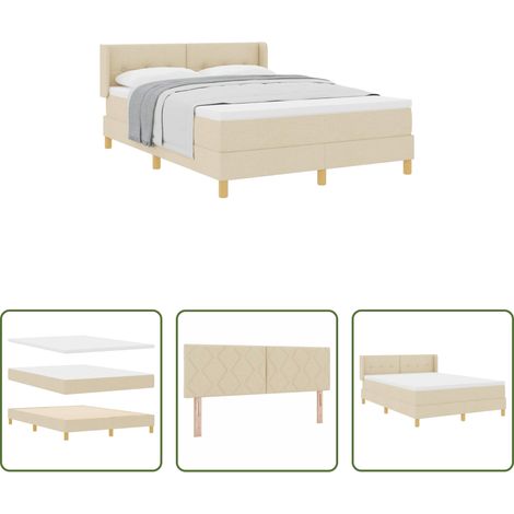 vidaXL Holzrahmen -  Boxspringbett mit Matratze Creme 140 x 200 cm Stoff (1/5)