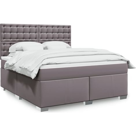 Boxspringbett mit Matratze Grau 180x200 cm Kunstleder