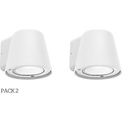 Cone - 2 Apliques de Pared Exterior de 1 Foco GU10 con IP44 de Color Blanco