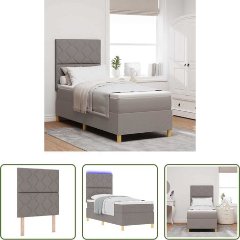 Lits LED - Lit à ressort LED avec matelas Taupe 80 x 200 cm tissu (1/5)