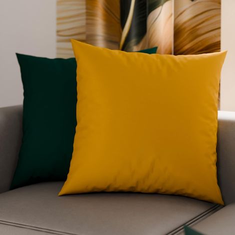 Lot de 2 Taies d'oreiller de Lit 35x35 cm, Housses de Coussin Unies Double Face Vert et Jaune, Taie Oreiller 100% Microfibre, Fabriqué en Italie (1/3)