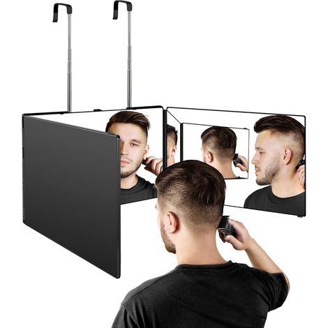 Miroir à Suspendre à 360 ° - Cosmétique Miroir Pliable en 3 Parties - Réglable en Hauteur - pour Le Maquillage, Le Rasage, la Coiffure - sans LED (1/5)